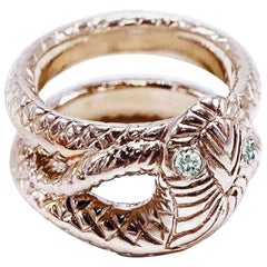 White Diamond Snake Ring Victorian Style Cocktail Ring Bronze J Dauphin