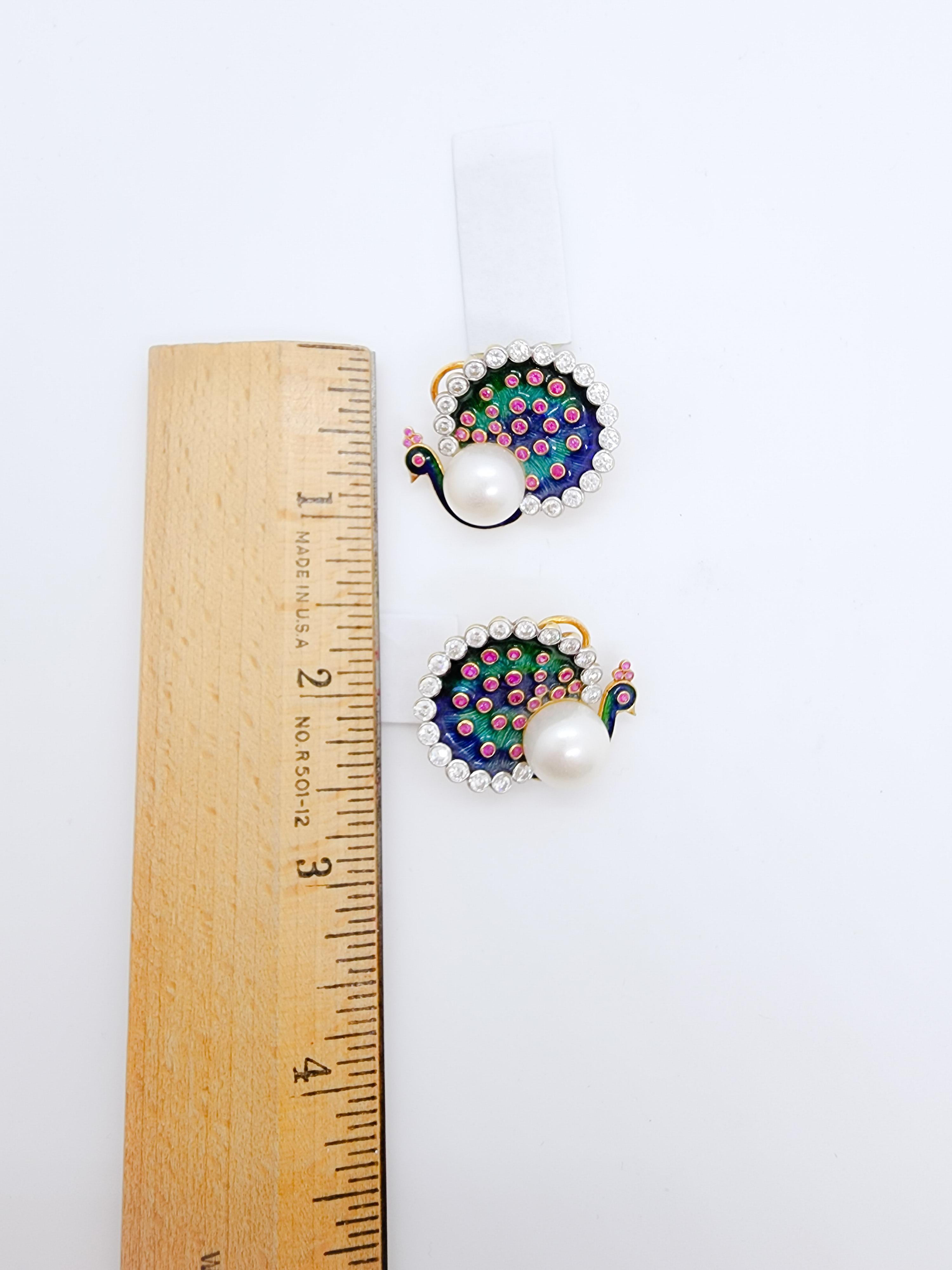 diamond peacock earrings