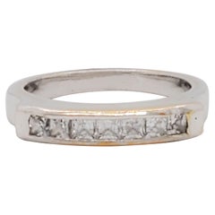 White Diamond Square Band Ring in 18k White Gold