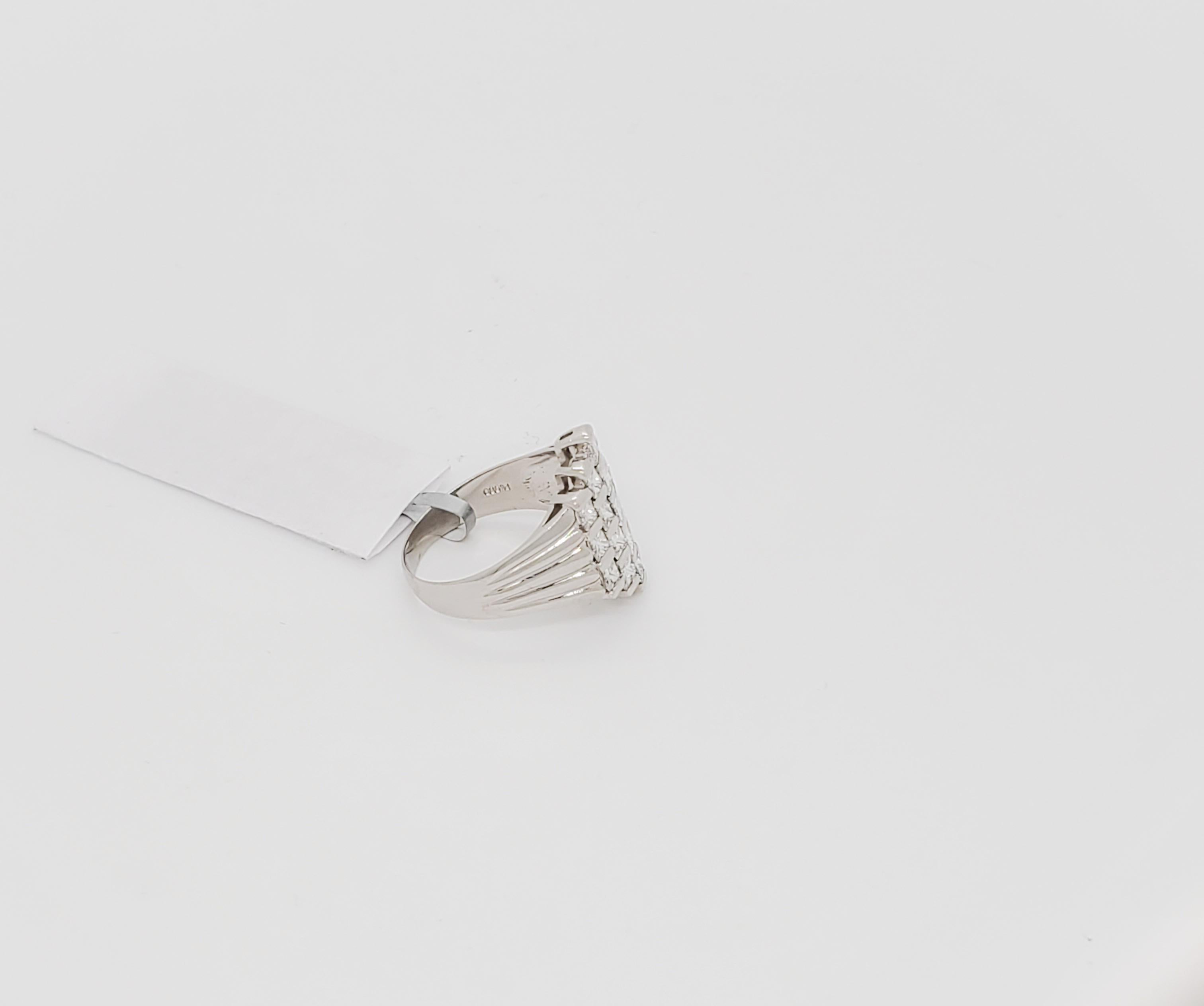 Women's or Men's White Diamond Square Fashion Ring in Platinum For Sale