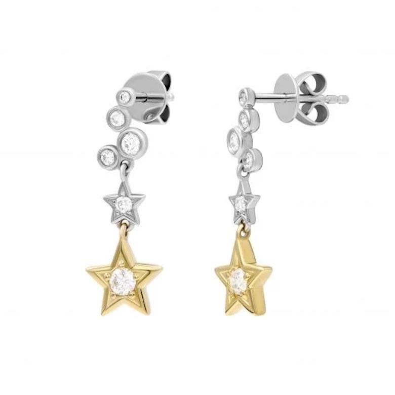 white gold star drop earrings