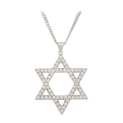 White Diamond Star of David Pendant Necklace in 14k White Gold