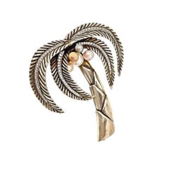White Diamond Sterling Silver MOONLIGHT PALM Brooch by John Landrum Bryant