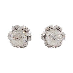 Boucles d'oreilles en or blanc 14k avec diamant blanc