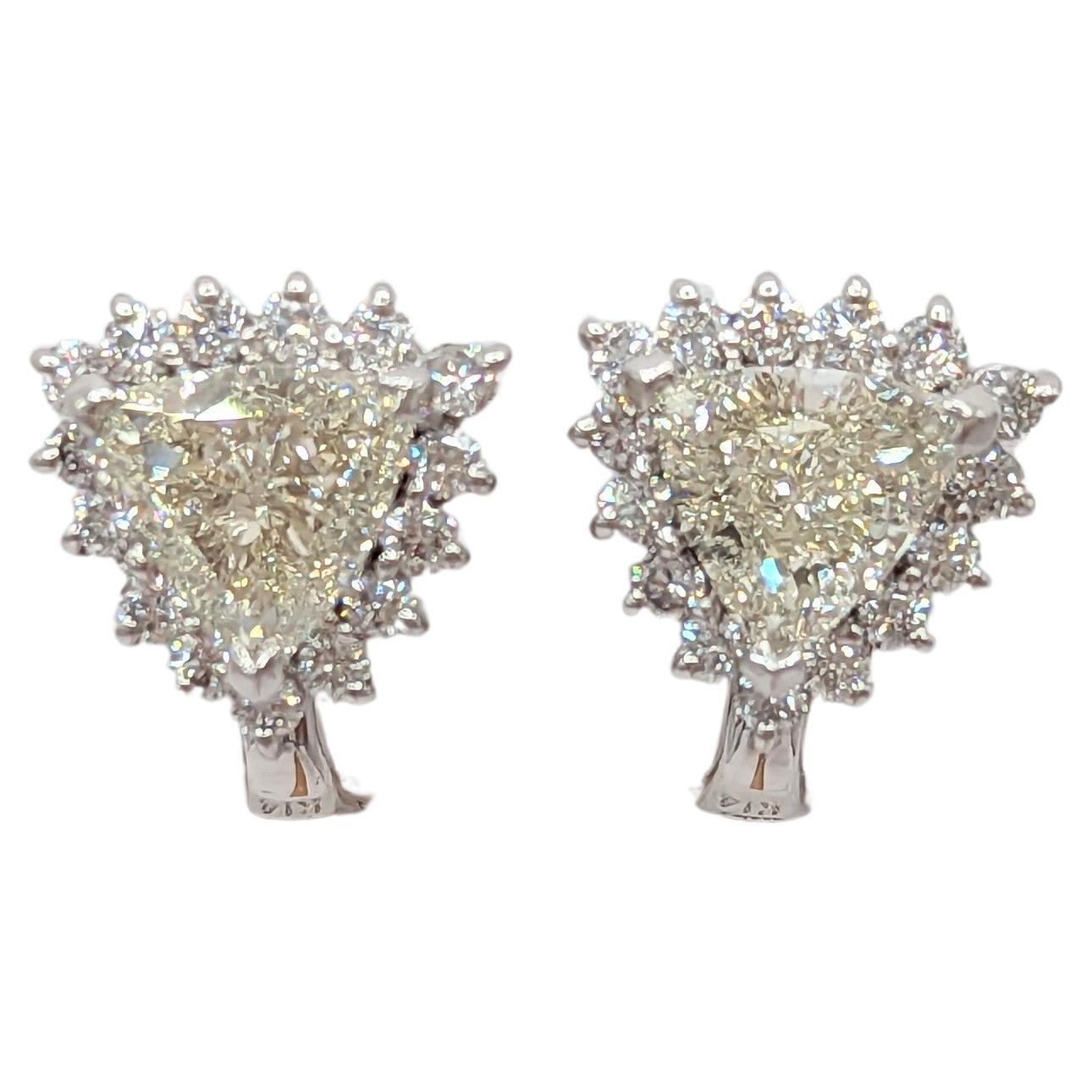 White Diamond Stud Earrings in Platinum & 14K White Gold For Sale