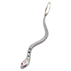 Diamante blanco Tanzanita Zafiro azul Esmeralda Arco iris  Pendiente Serpiente Chakra