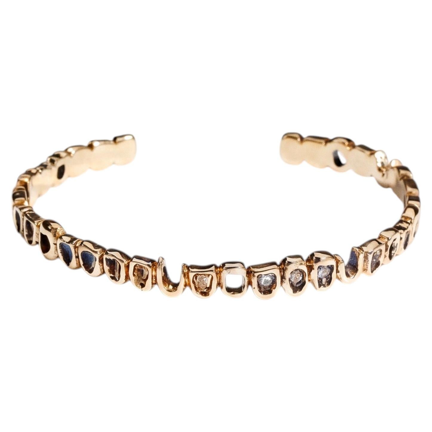 White Diamond Teeth Cuff Memento Mori Open Bangle Bracelet J Dauphin