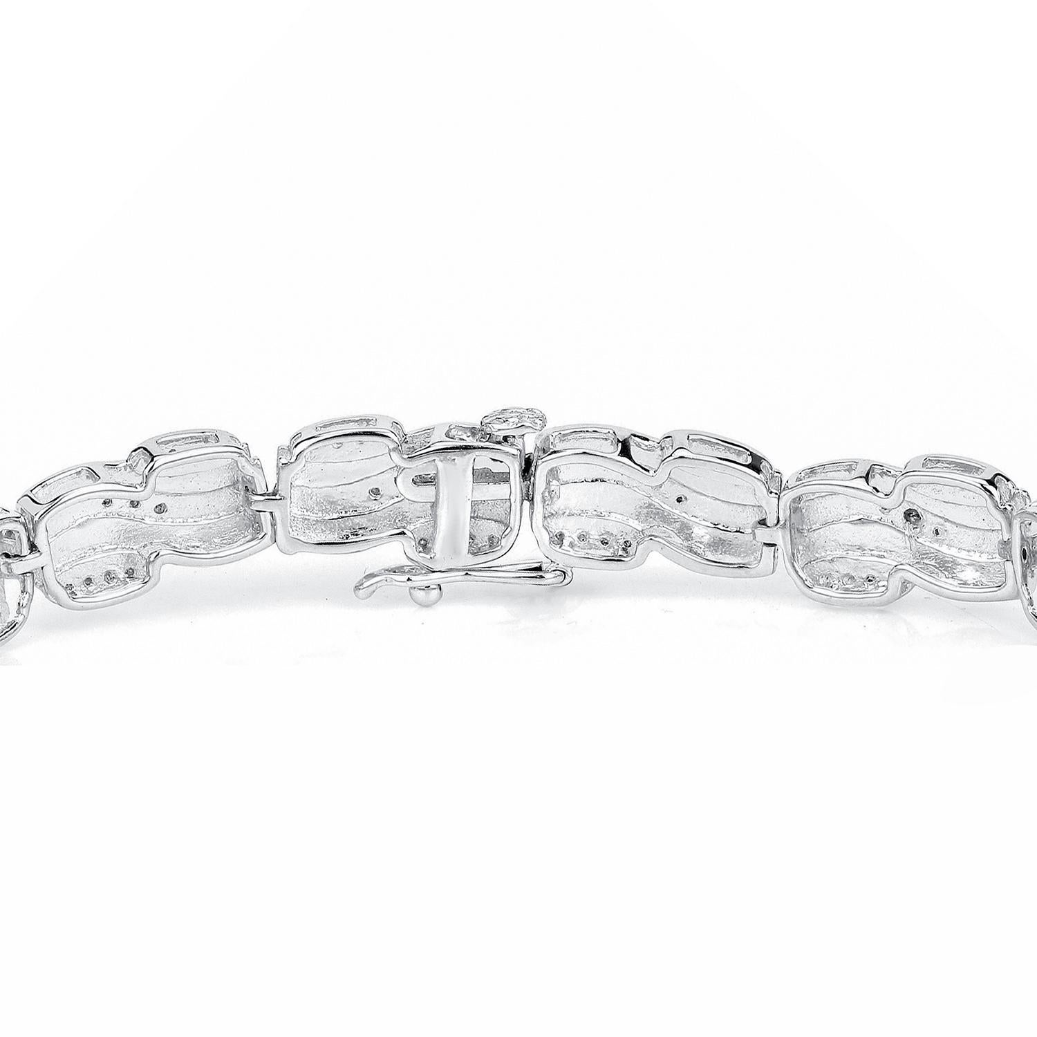 Weißes Diamant-Tennisarmband 0,80 Karat 14K Weißgold plattiert Silber im Zustand „Hervorragend“ im Angebot in Punta Gorda, FL