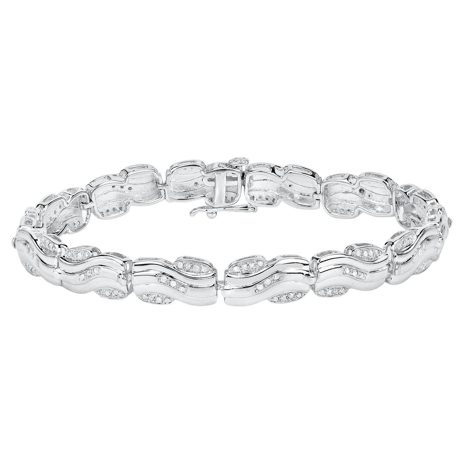 Weißes Diamant-Tennisarmband 0,80 Karat 14K Weißgold plattiert Silber im Angebot