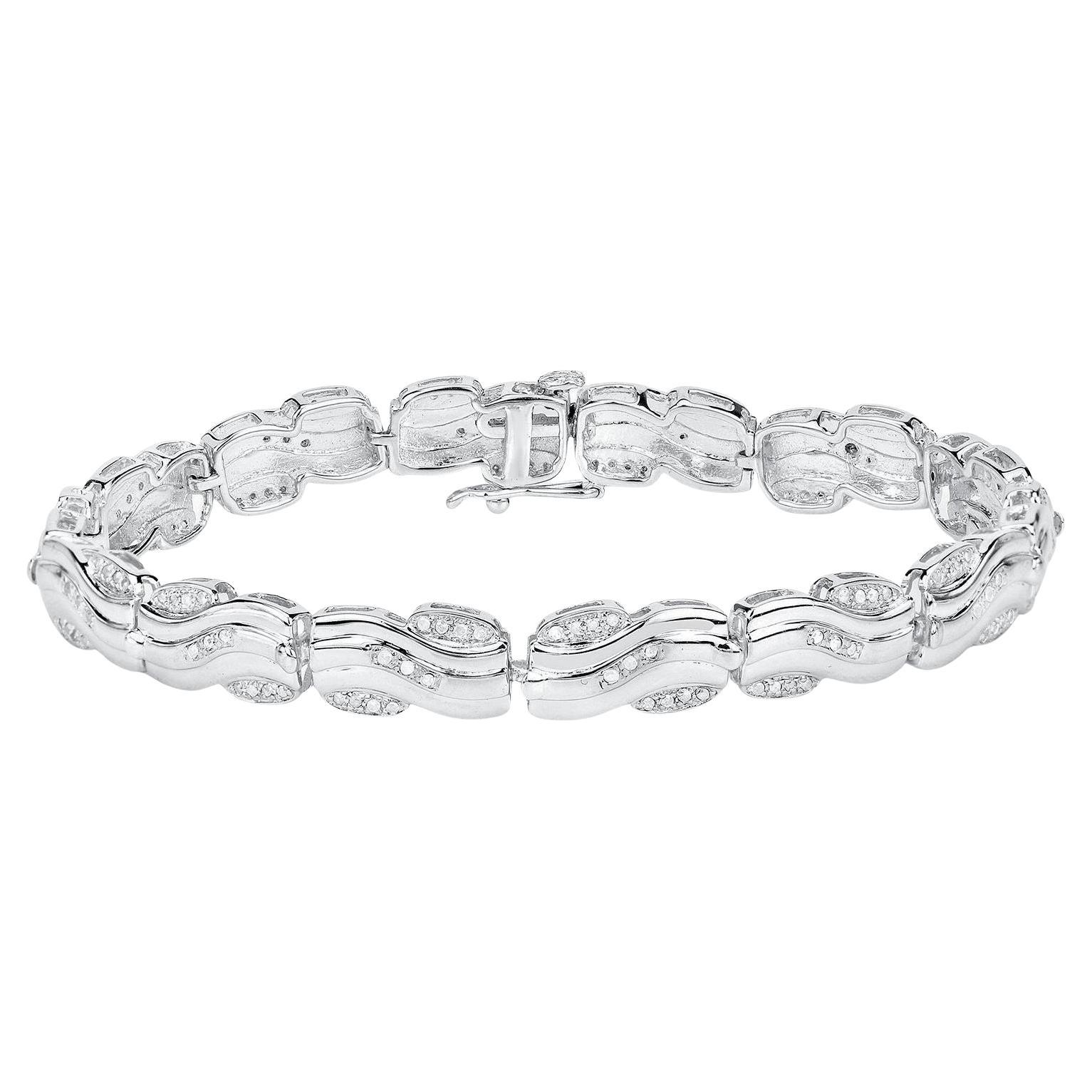 Pulsera de tenis con diamantes blancos 0,80 quilates Plata chapada en oro blanco de 14 quilates