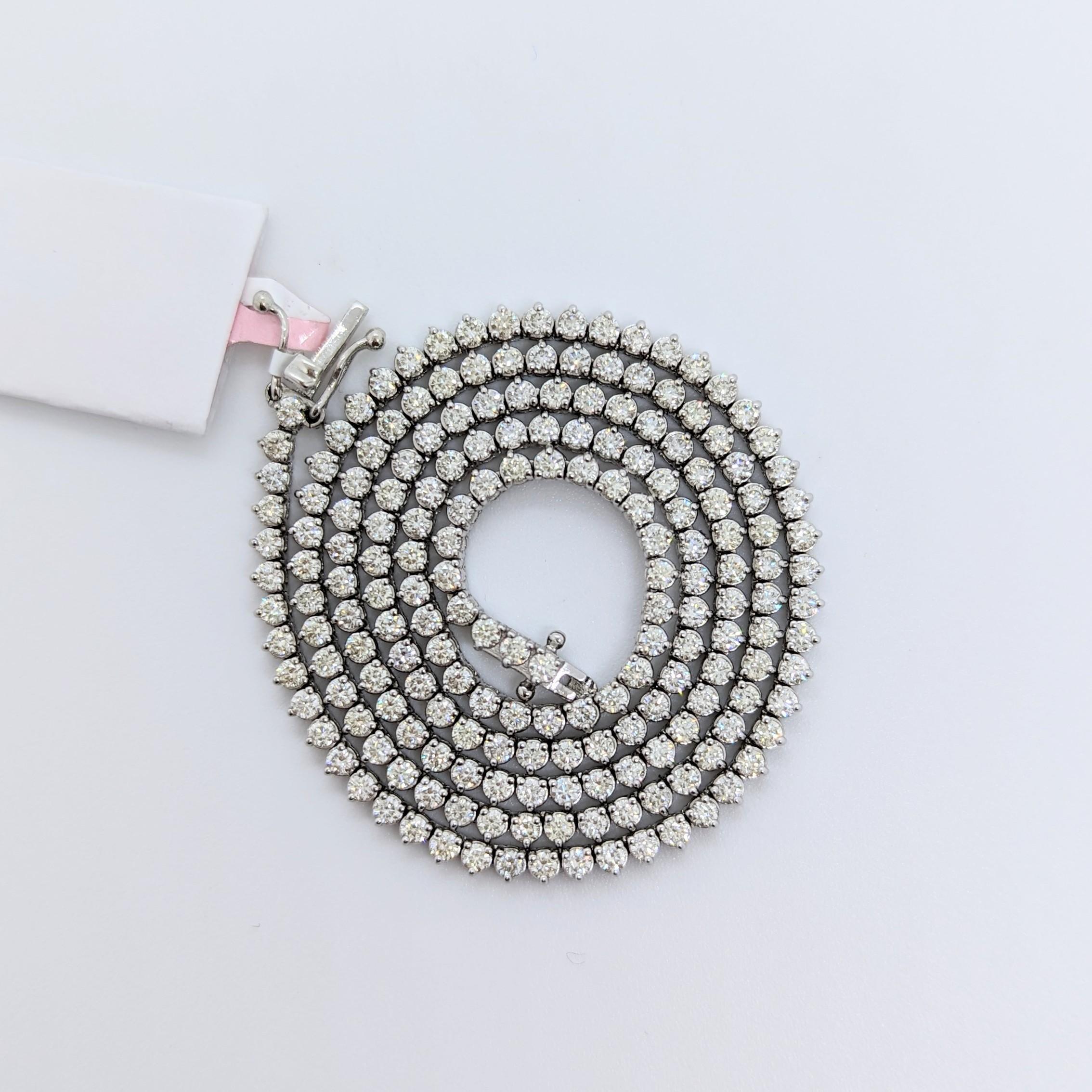 White Diamond Tennis Necklace in 14K White Gold 1