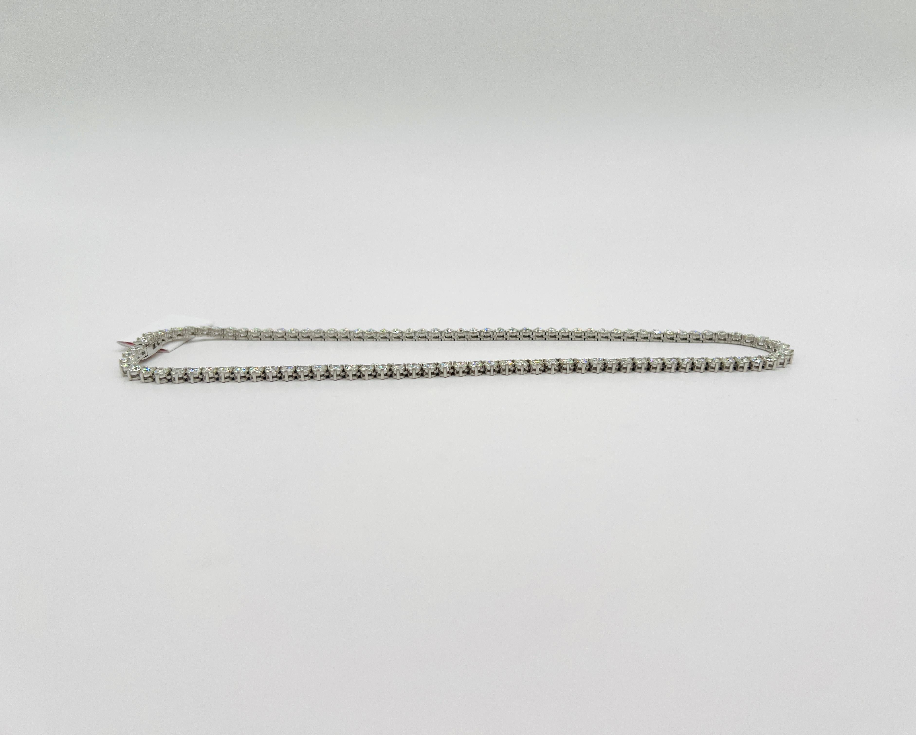 White Diamond Tennis Necklace in 14K White Gold For Sale 1