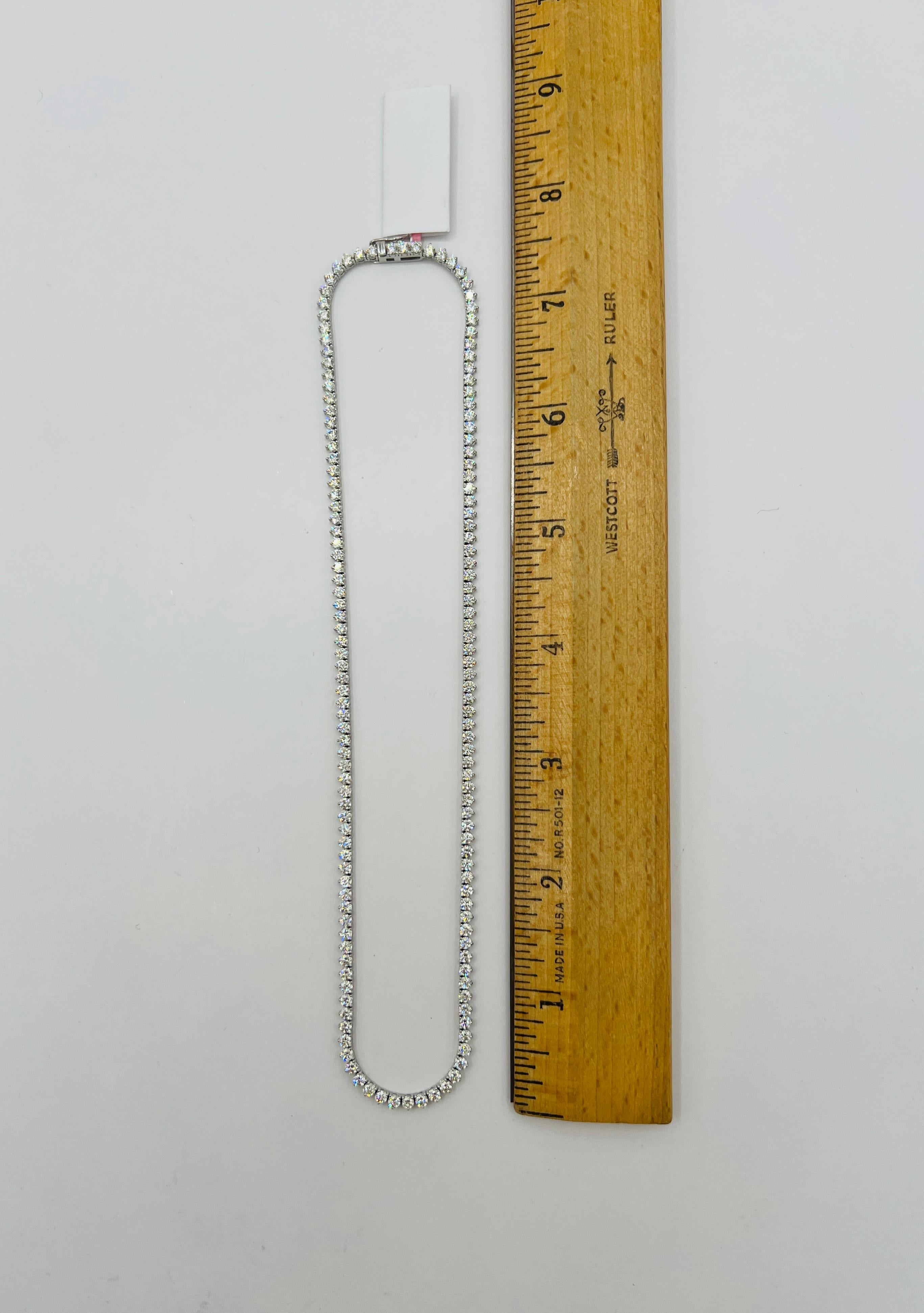 White Diamond Tennis Necklace in 14K White Gold For Sale 3