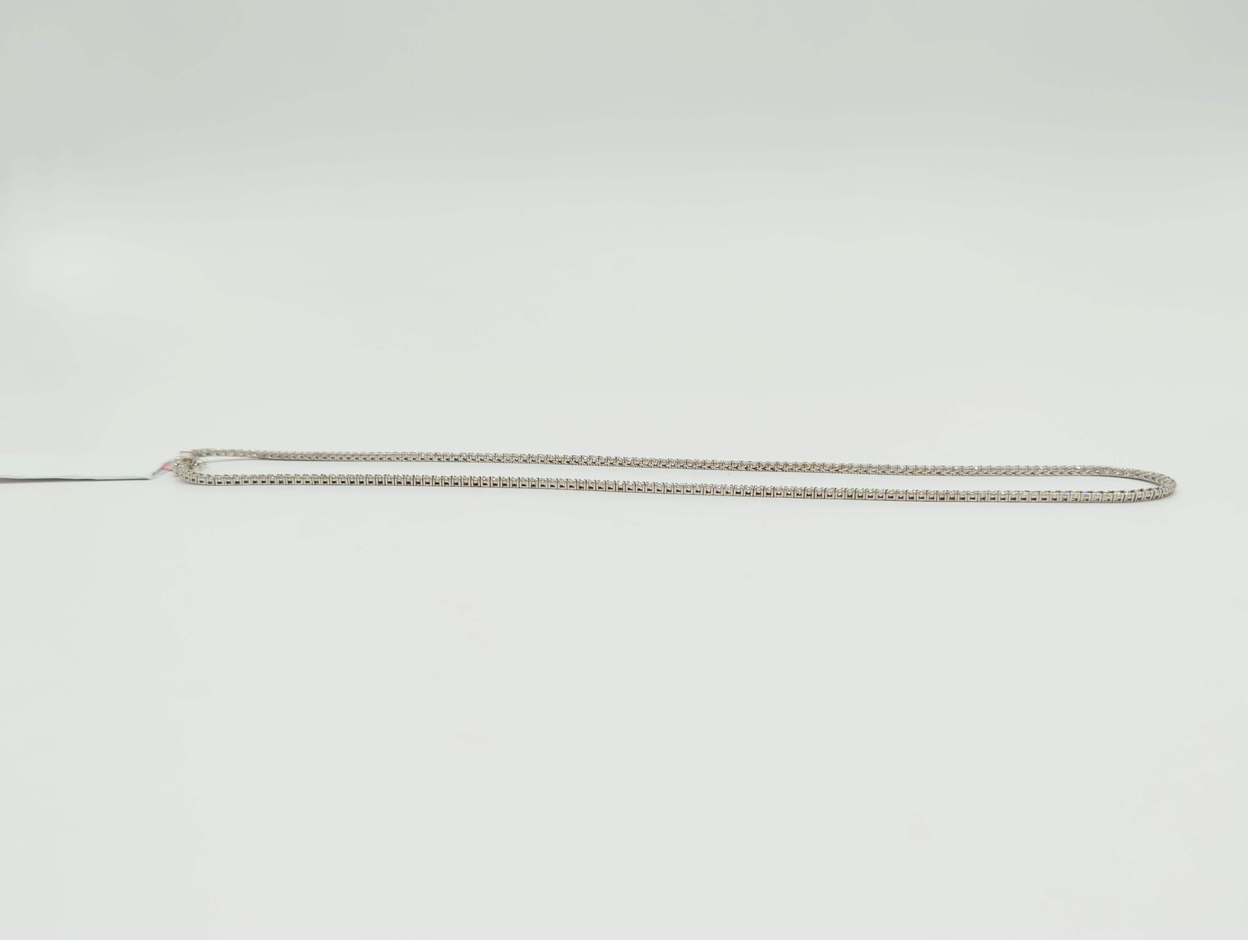 White Diamond Tennis Necklace in 14K White Gold For Sale 4