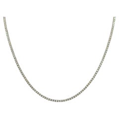 Weiße Diamant-Tennis-Halskette aus 14K Weißgold