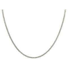 White Diamond Tennis Necklace in 14K White Gold