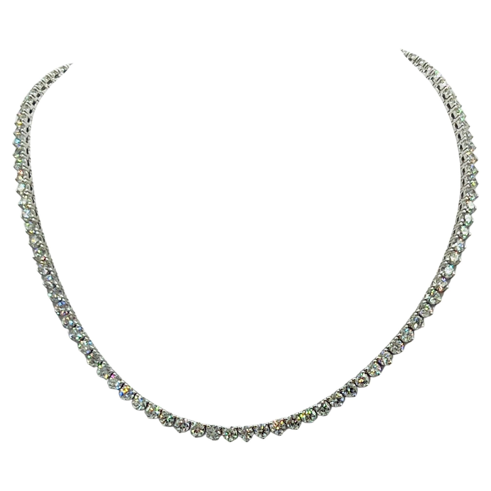 White Diamond Tennis Necklace in 14K White Gold
