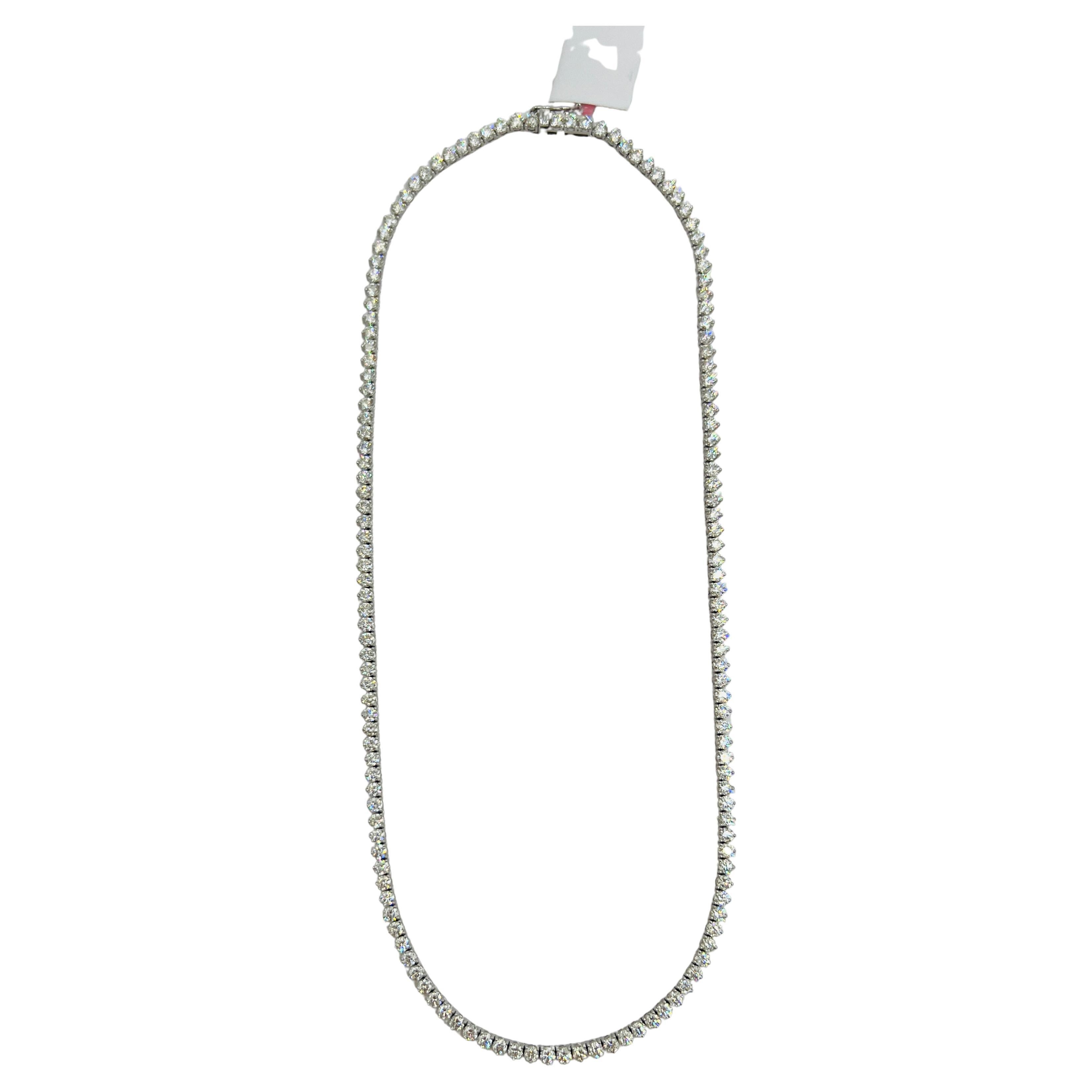 White Diamond Tennis Necklace in 14K White Gold
