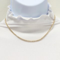 White Diamond Tennis Necklace in 14K Yellow Gold