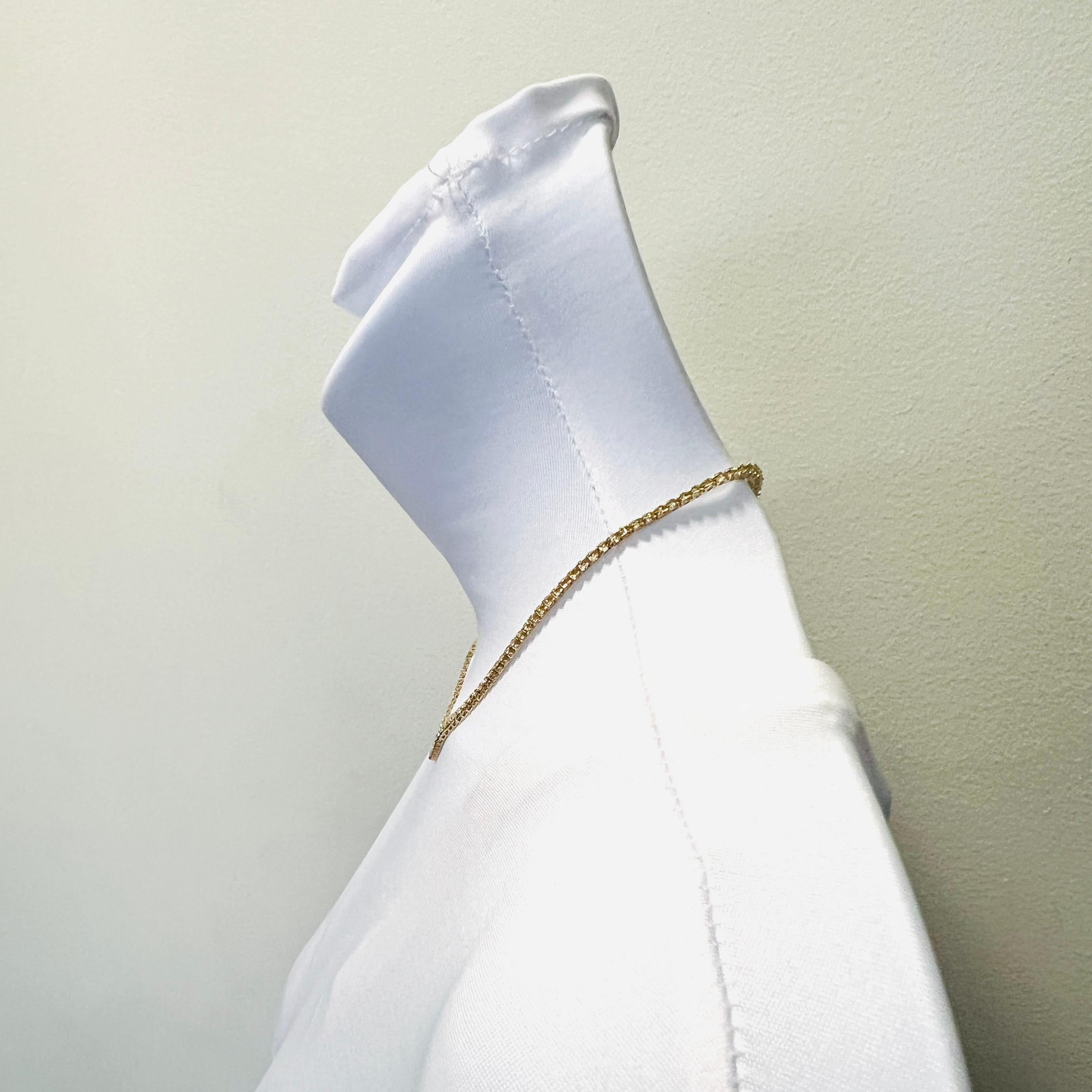 White Diamond Tennis Necklace in 14K Yellow Gold In New Condition In Los Angeles, CA
