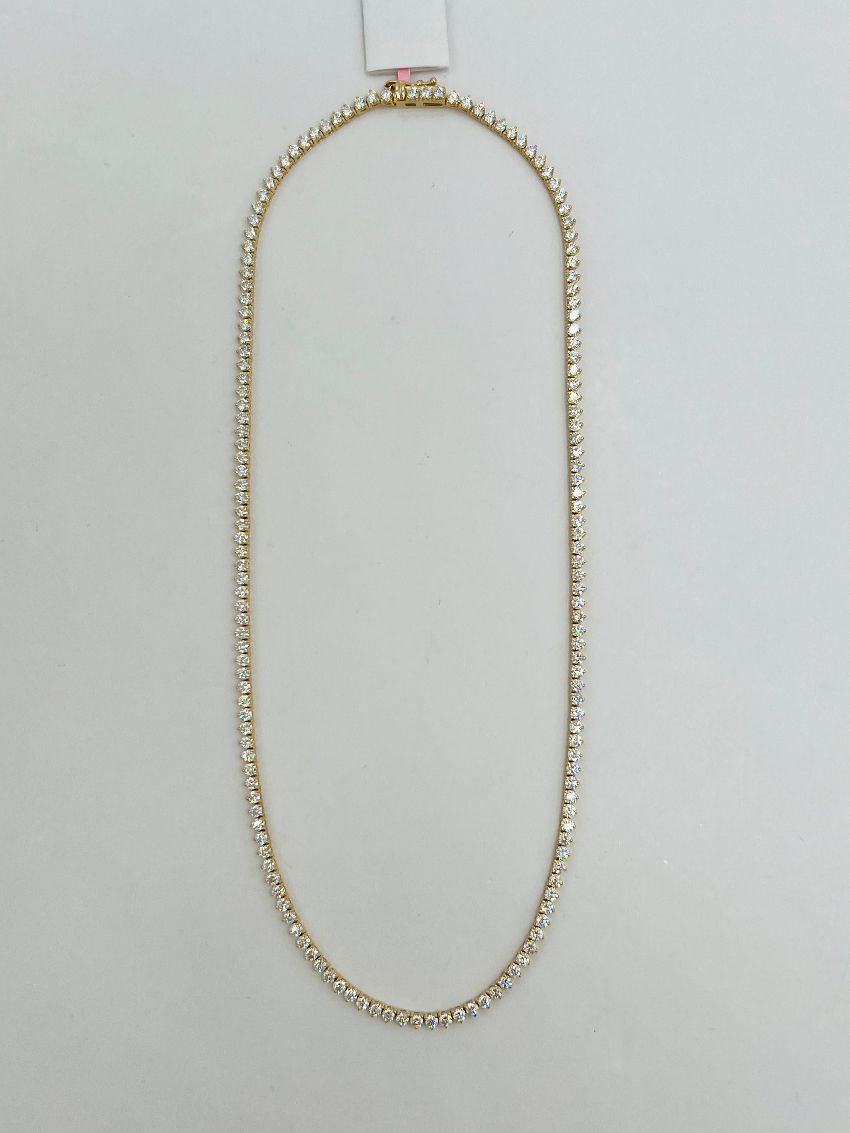 White Diamond Tennis Necklace in 14K Yellow Gold 1