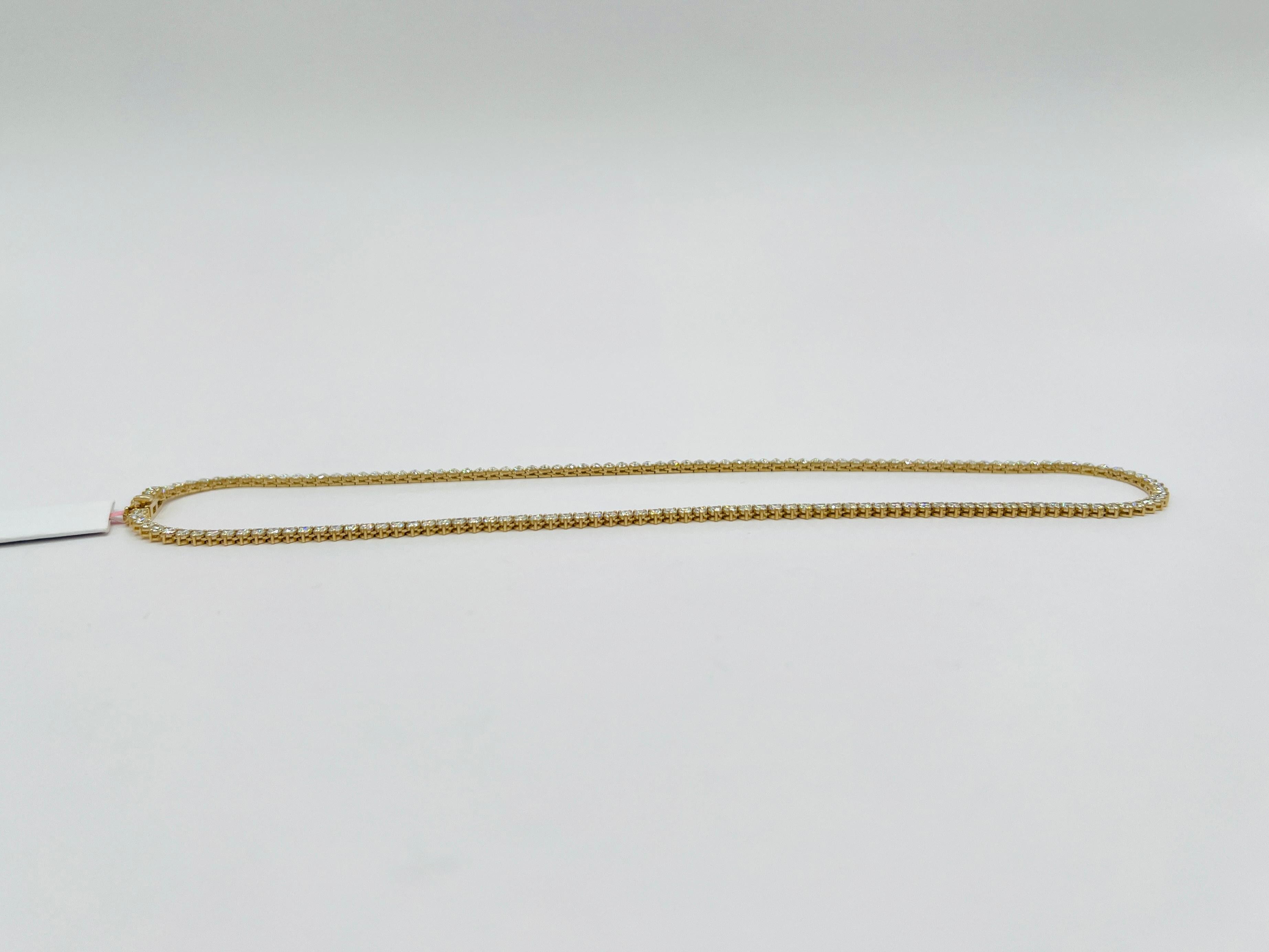 White Diamond Tennis Necklace in 14K Yellow Gold 2