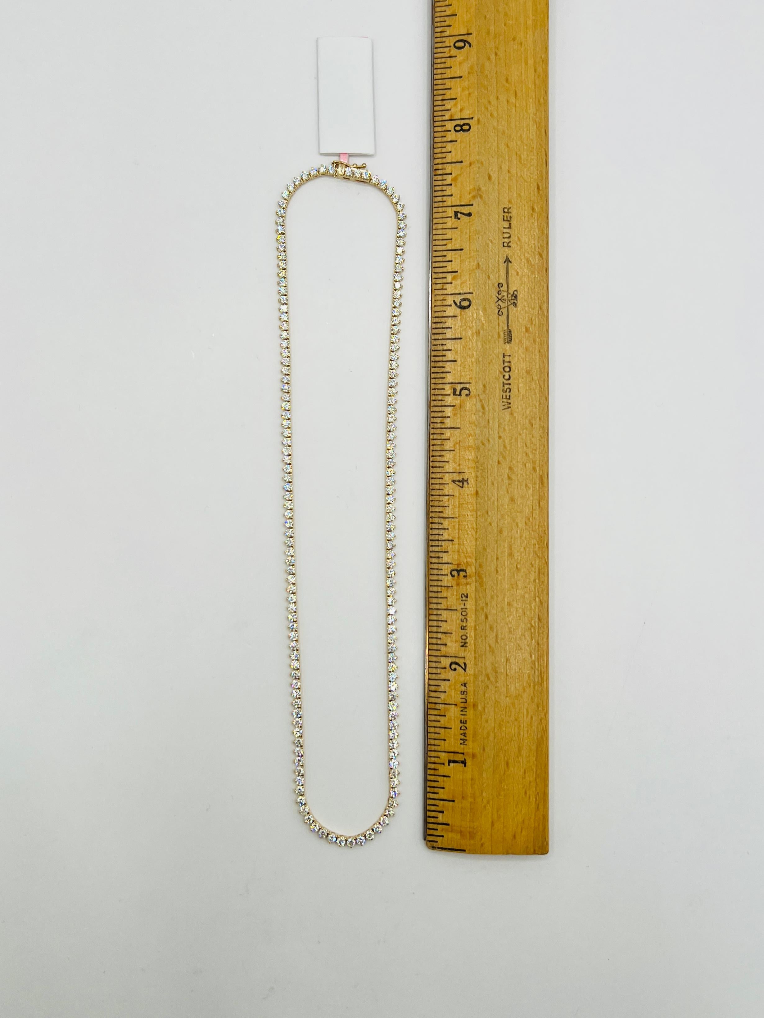White Diamond Tennis Necklace in 14K Yellow Gold 3