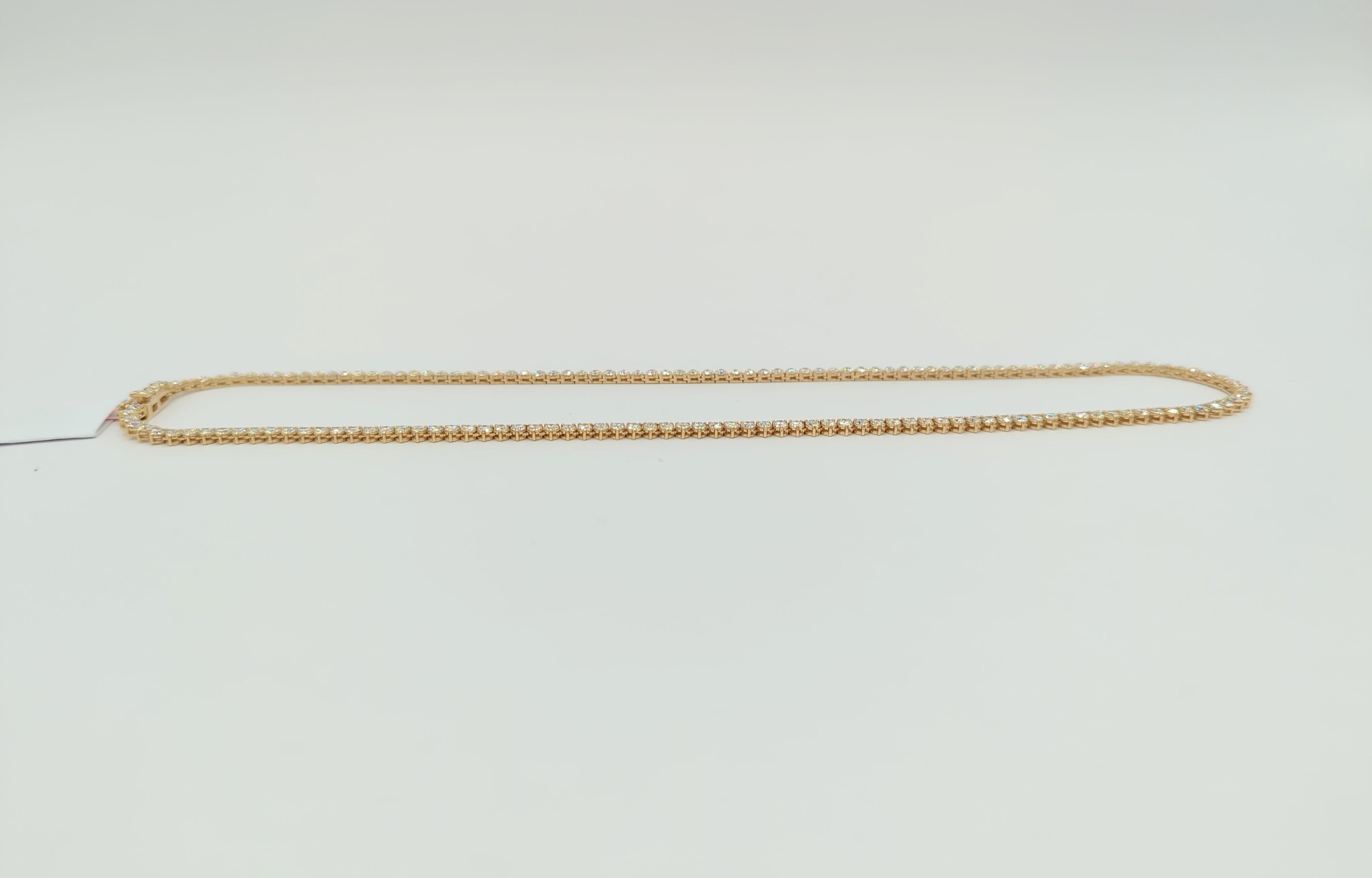 White Diamond Tennis Necklace in 14K Yellow Gold For Sale 4