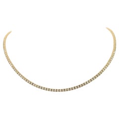 White Diamond Tennis Necklace in 14K Yellow Gold