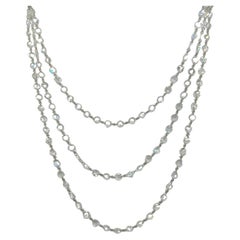 White Diamond Three Layer Necklace in 18K White Gold