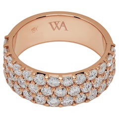 Rose Gold White Diamond Three-Row Ring