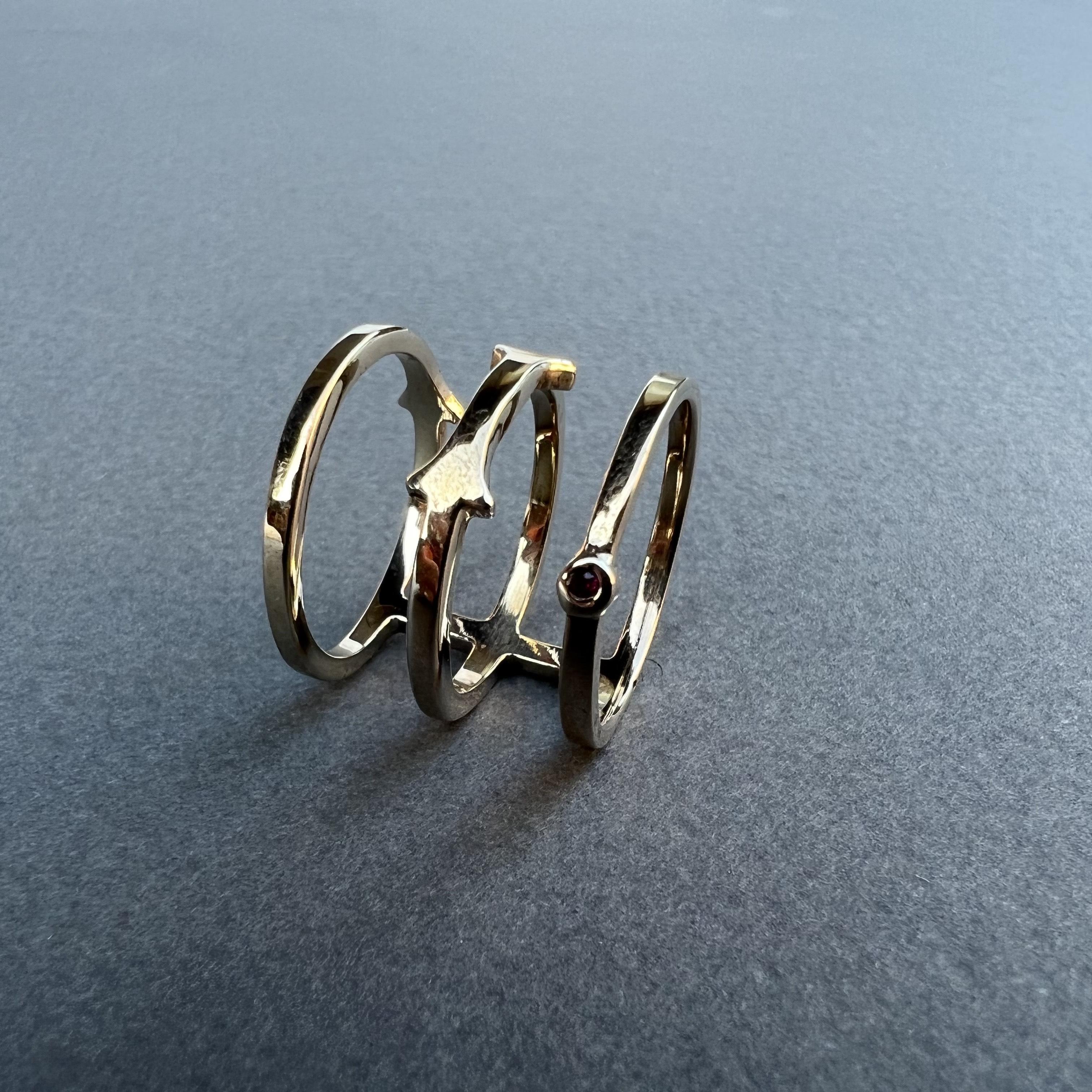 White Diamond Triple Band Ring Cocktail J Dauphin For Sale 2