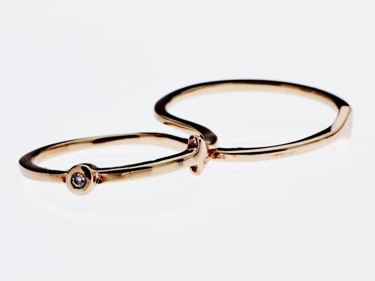 White Diamond Two Finger Ring Arrow Gold Vermeil For Sale at 1stDibs