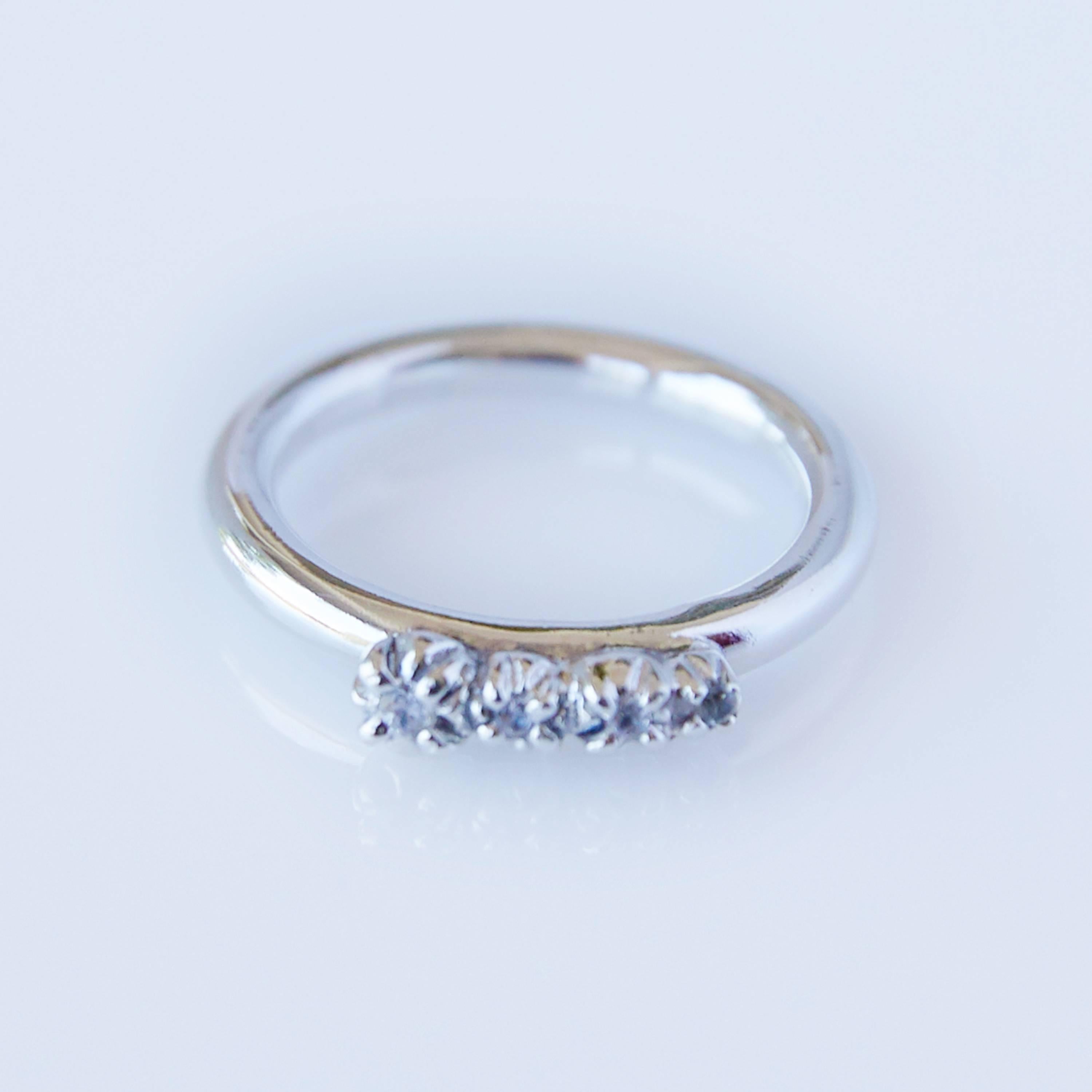 Contemporary White Diamond Victorian Style White Gold Ring Band Wedding Engagement For Sale