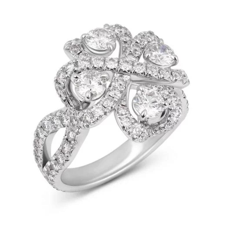 Modern White Diamond White 1 Carat Elegant Statement 18K Gold Fashion Ring for Her For Sale