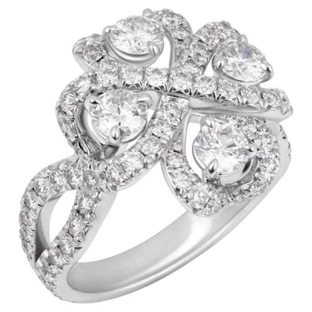 Bague fantaisie élégante en or 18 carats avec diamants blancs de 1 carat, pour elle