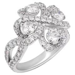 White Diamond White 1 Carat Elegant Statement 18K Gold Fashion Ring for Her