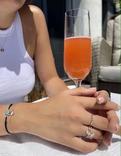 White Diamond & White Enameled Eye Ring in 14K Rose Gold with Diamond