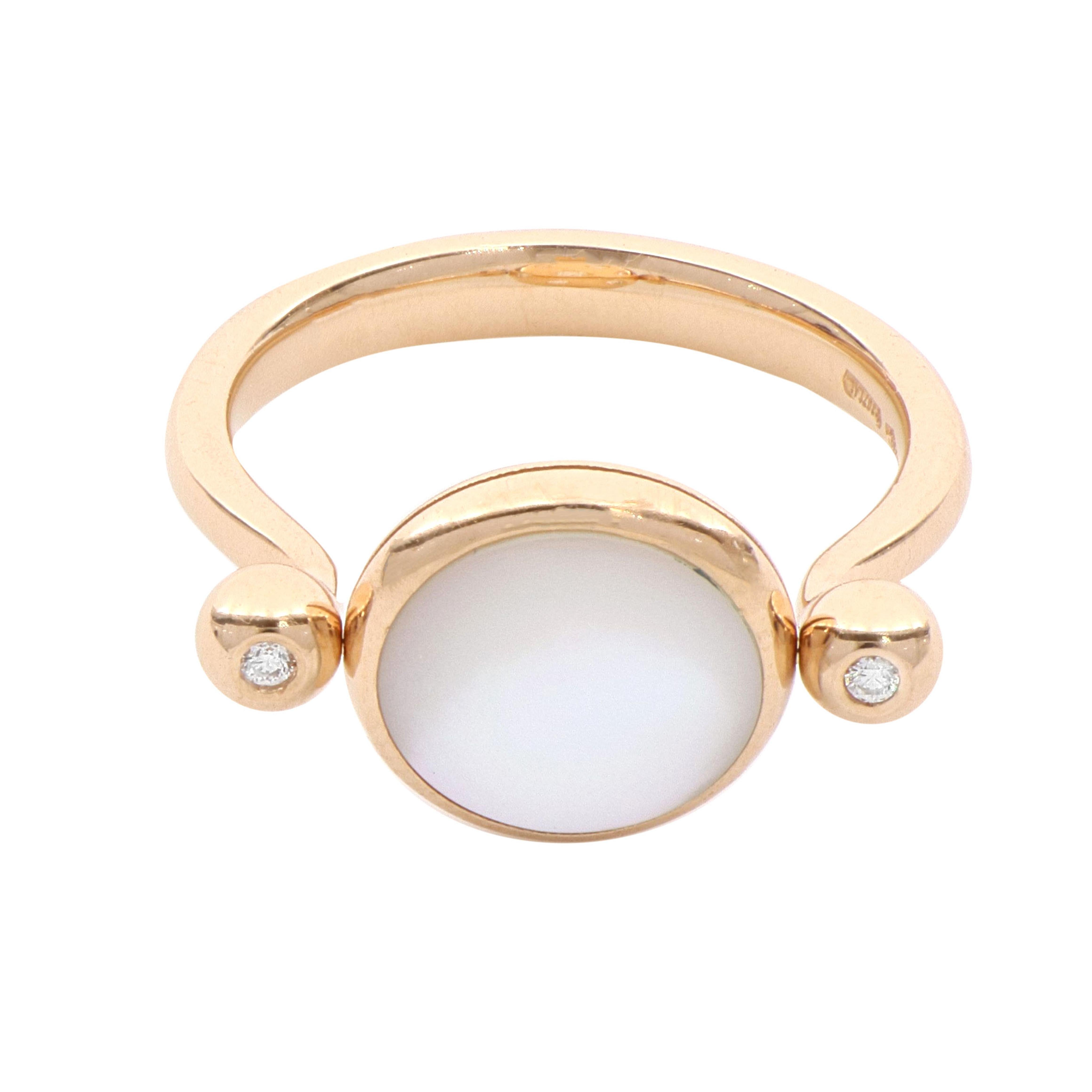 For Sale:  White Diamond White Gem Reversible Disc Ring in 18 Kt Rose Gold 2