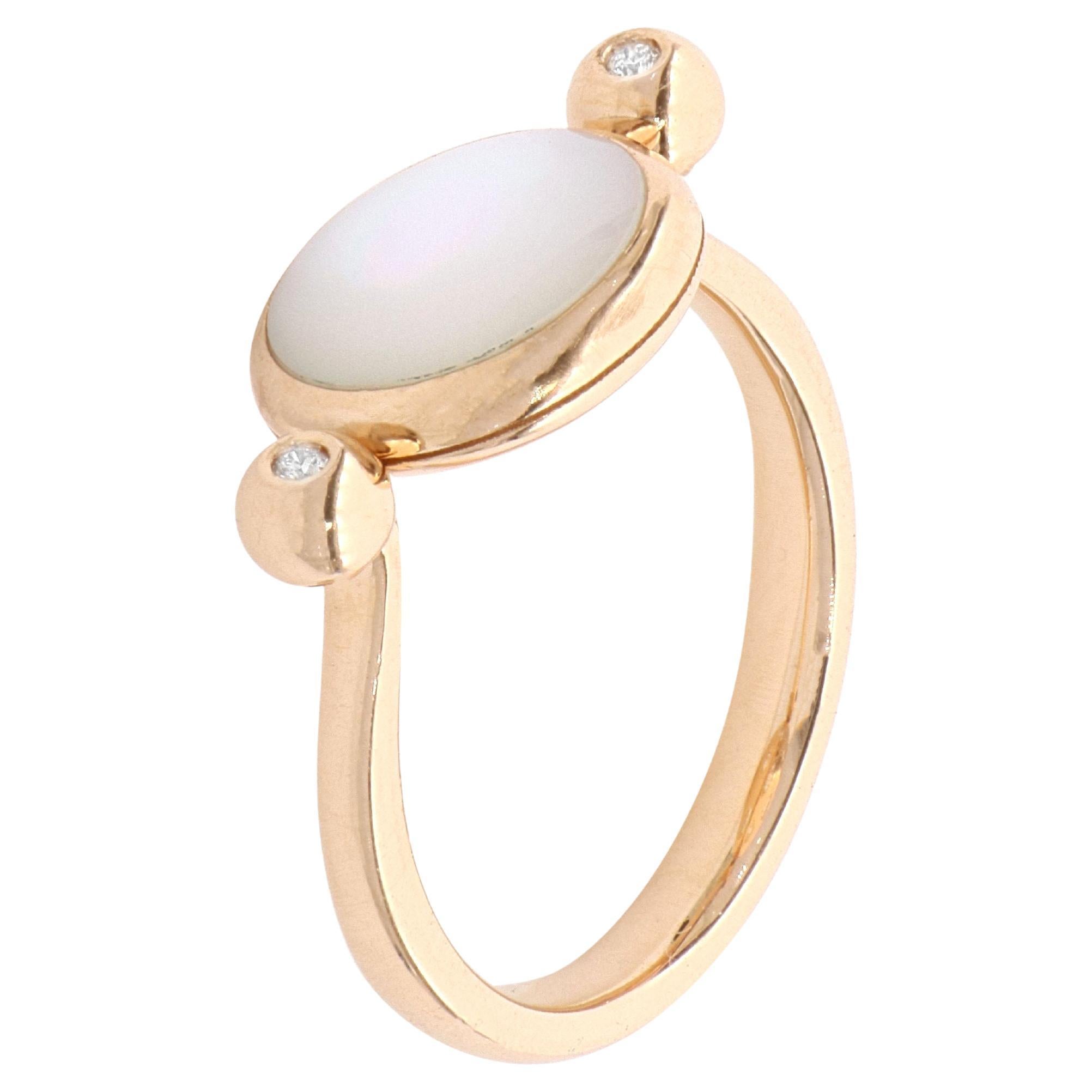 For Sale:  White Diamond White Gem Reversible Disc Ring in 18 Kt Rose Gold