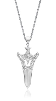 White Diamond White Gold Dagger Pendant Necklace