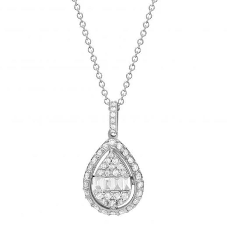 Women's White Diamond White Gold Drop Necklace for Her For Sale