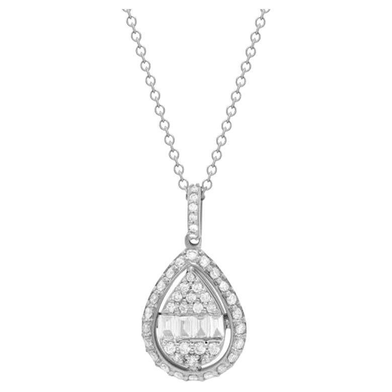 White Diamond White Gold Drop Necklace for Her
