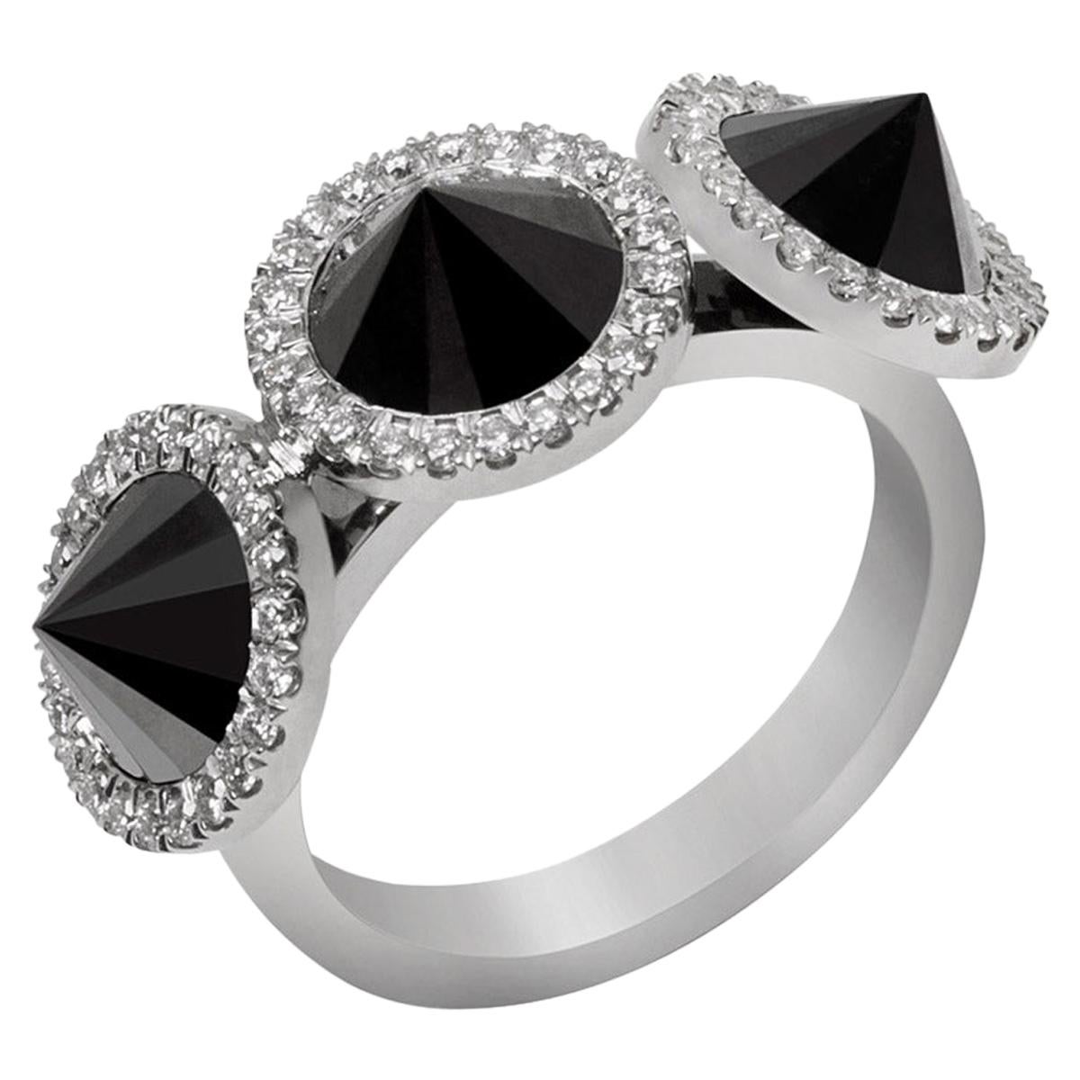White Diamond White Gold Ring, The Inverted Cluster Ring For Sale