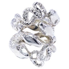 White Diamond White Gold Snake Ring Cocktail Ring J Dauphin