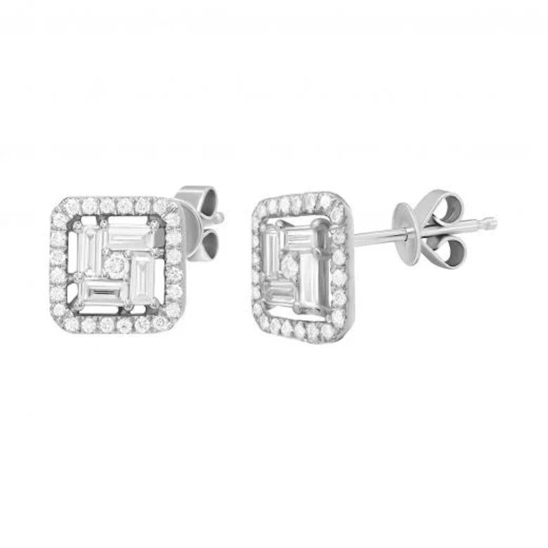White Diamond White Gold Studs Dangle Earrings for Her For Sale 5