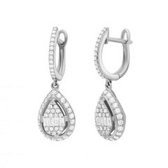 Pendientes colgantes de oro blanco con diamantes para ella