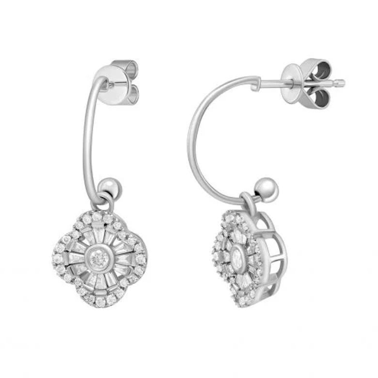 Oval Cut White Diamond White Gold Studs Dangle Earrings for Her For Sale