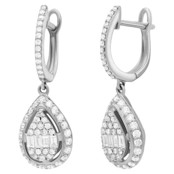White Diamond White Gold Studs Dangle Earrings for Her For Sale
