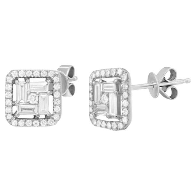 Clous d'oreilles pendants en or blanc et diamants blancs pour elle en vente